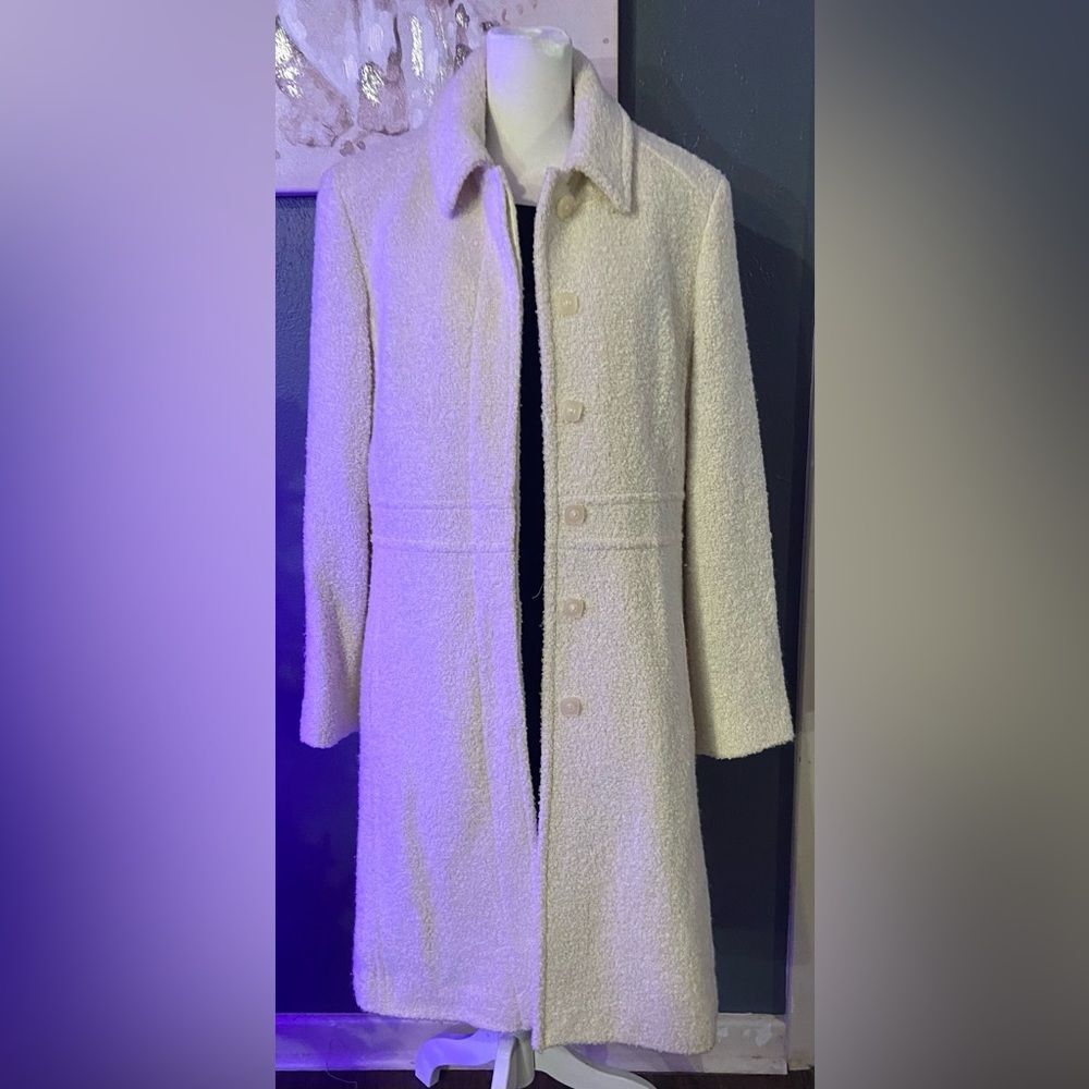 Vintage Bill Blass Cream Signature Long over coat size 10